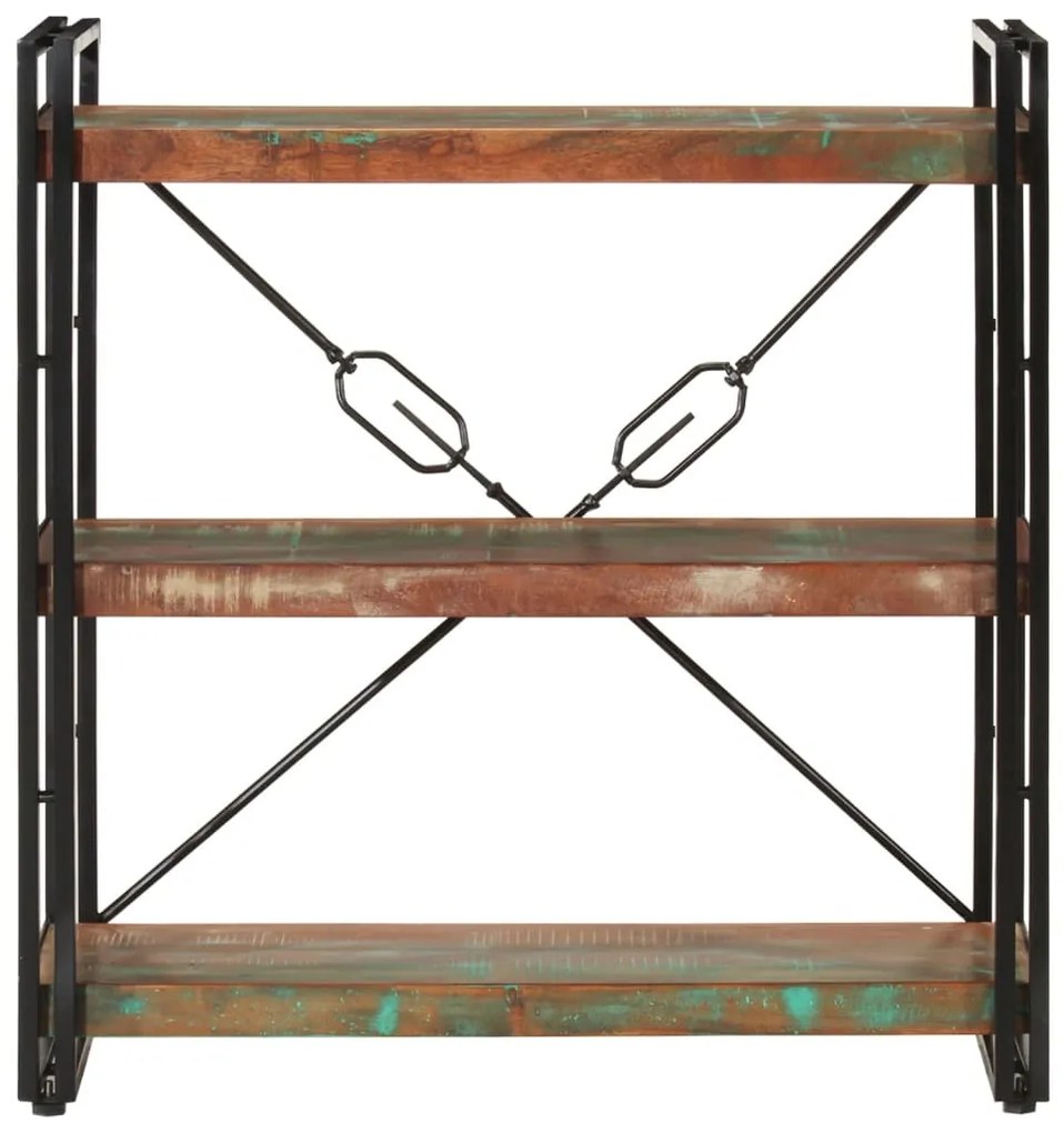 Estante c/ 3 prateleiras 77x30x80cm madeira recup. maciça/ferro