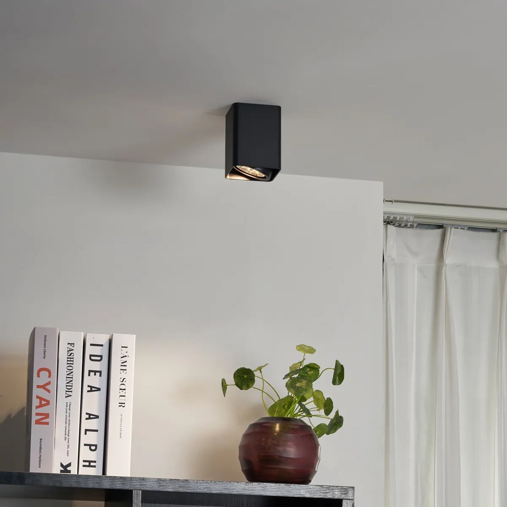 Foco de superfície de design preto GU10 70mm giratório e inclinável - Vox