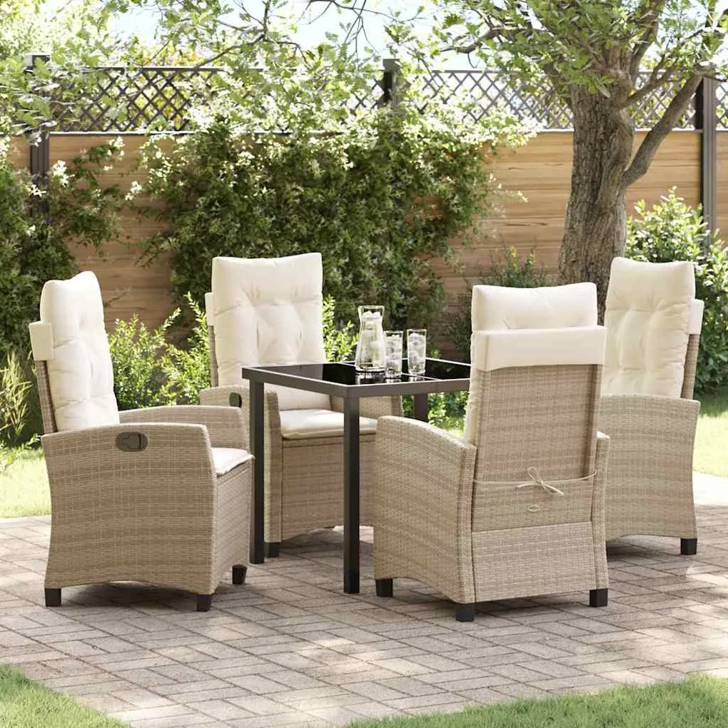 vidaXL Conjunto de Jantar para Jardim 5 pcs Bege vime PE
