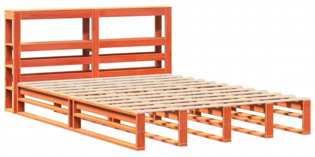 Cama sem colchão 140x190 cm pinho maciço castanho-mel