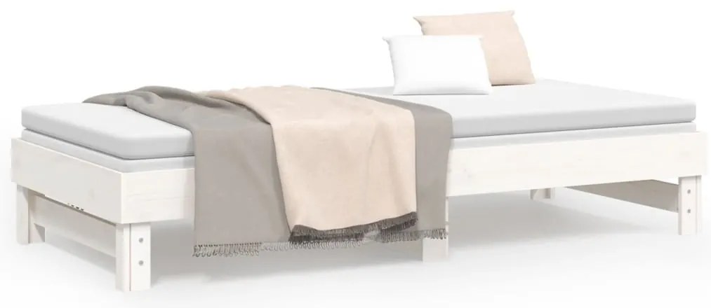 Sofá-cama de puxar 2x(80x200) cm pinho maciço branco