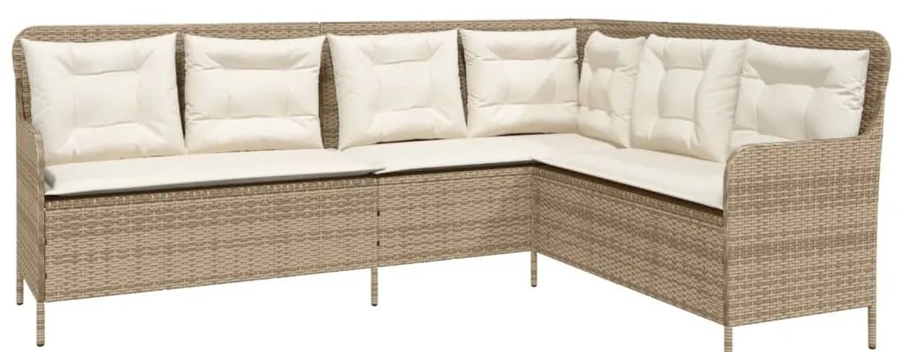 2 pcs conjunto de sofás p/ jardim com almofadões vime PE bege