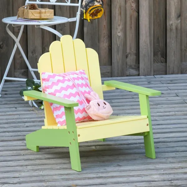 Cadeira de jardim para crianças acima de 1 ano de madeira maciça para Varanda Carga máx. 40 kg 51x50x52,5 cm Amarelo