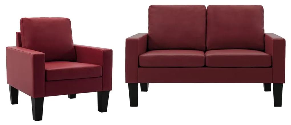 3056663 vidaXL 2 pcs conjunto de sofás couro artificial vermelho tinto