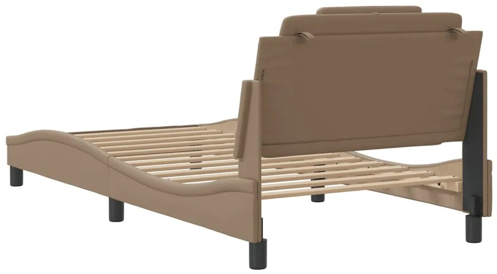 Estrutura cama cabeceira 100x200 cm couro artificial cappuccino