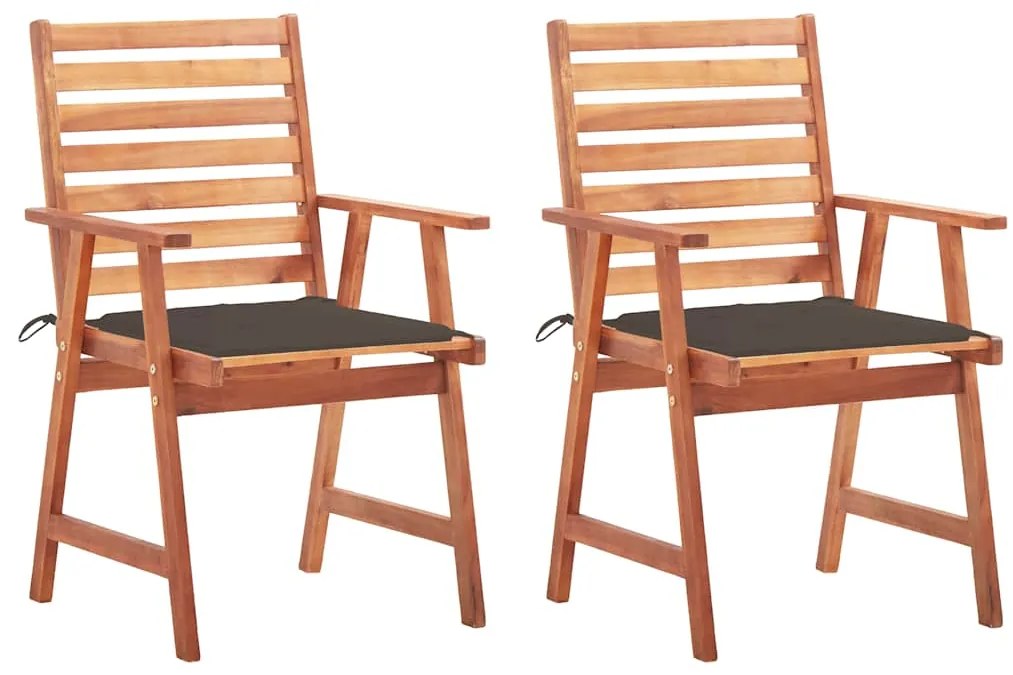 vidaXL Cadeiras de jantar p/ jardim 2 pcs c/ almofadões acácia maciça
