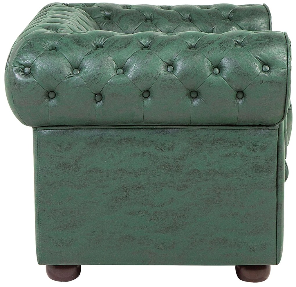 Poltrona em pele sintética verde CHESTERFIELD Beliani