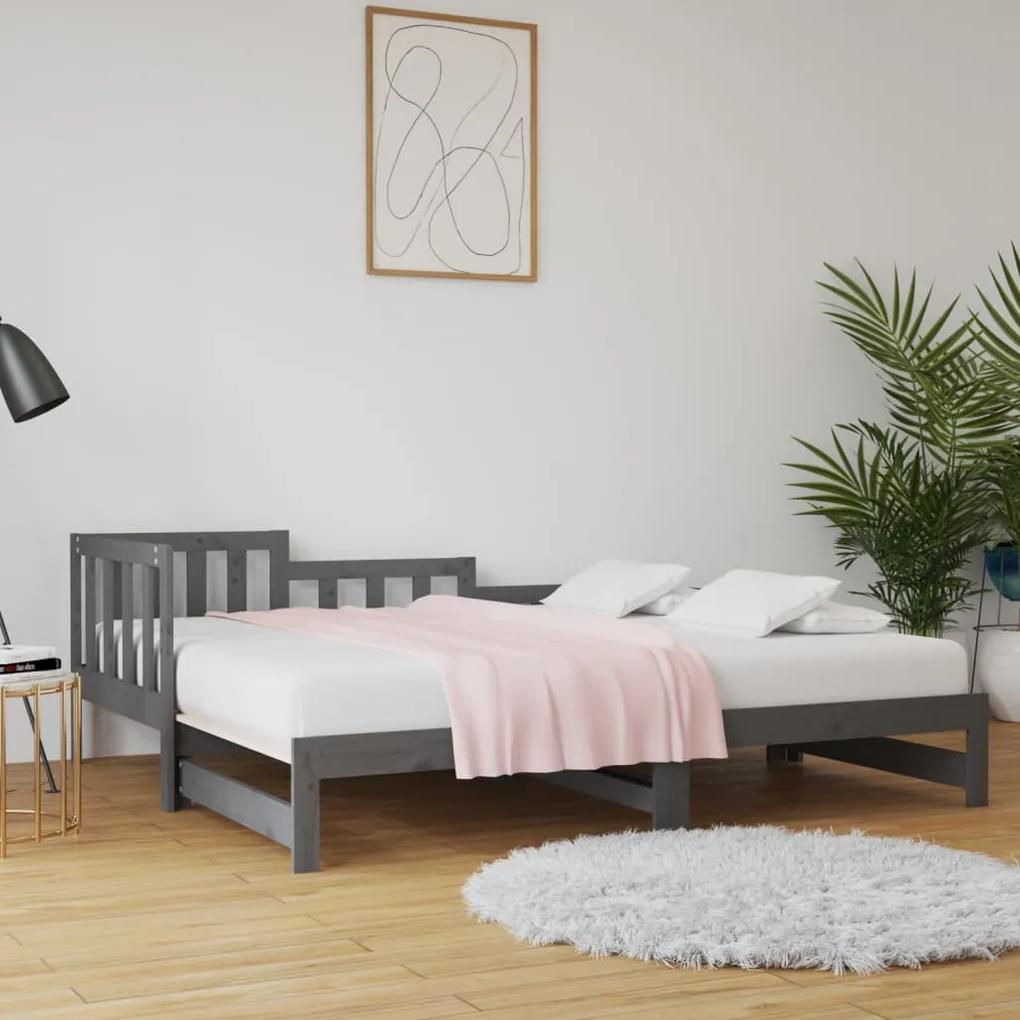 Sofá-cama de puxar 2x(90x200) cm pinho maciço cinza