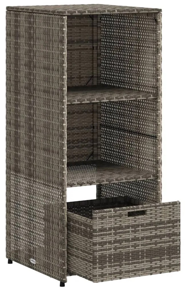Armário de arrumação para jardim 50x55x115 cm vime PE cinzento