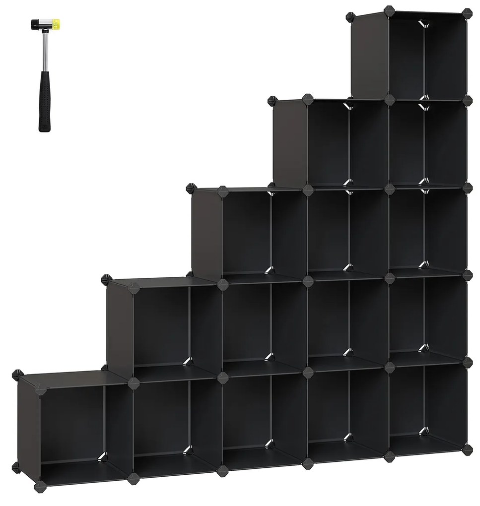 Unidade modular com 15 cubos para arrumação | SONGMICS | 123 x 31 x 123 cm | preto | LPC44BK.