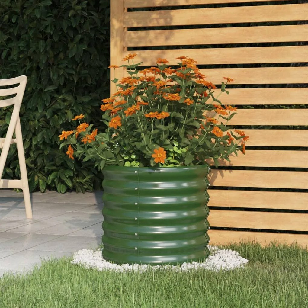 vidaXL Vaso/floreira de jardim aço revestido a pó 40x40x36 cm verde