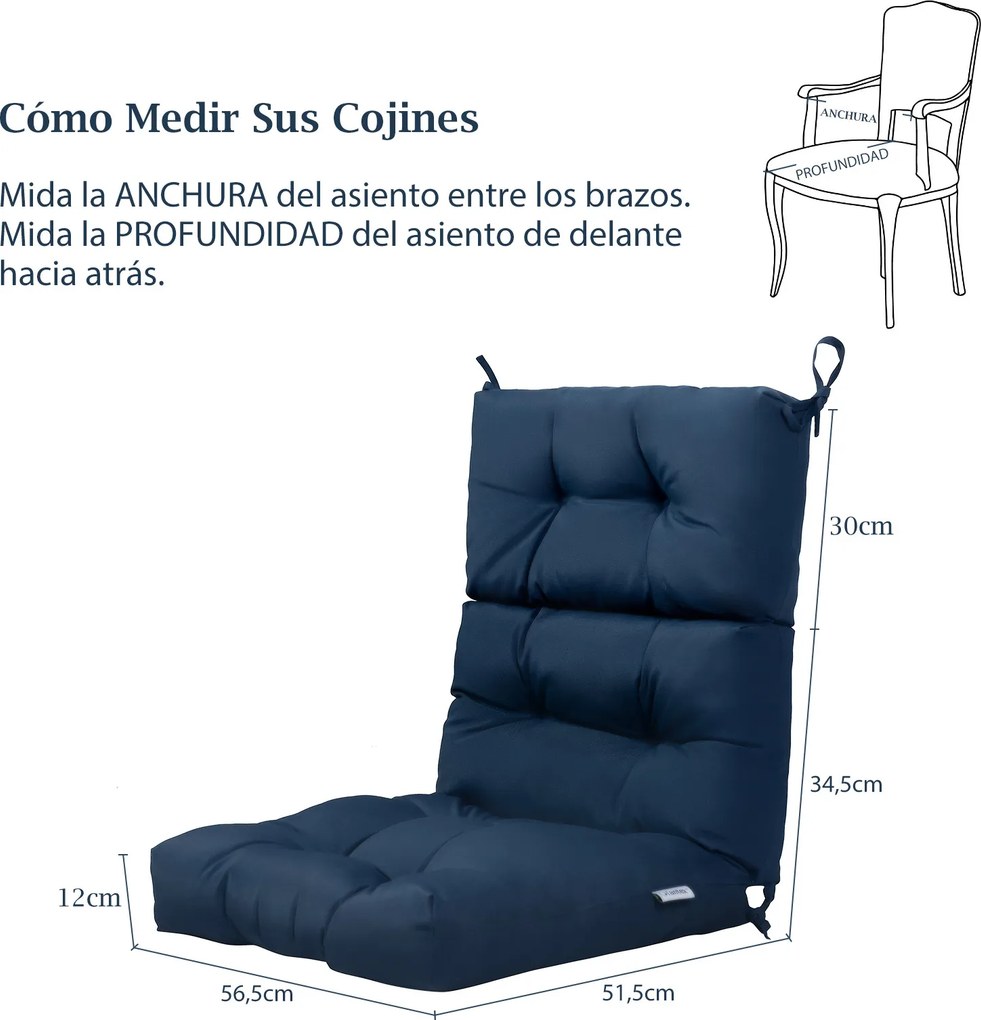 Almofada para Cadeira de Encosto Alto (CADEIRA NÃO INCLUIDA), 56,5 x 51,5 x 64,5 cm, Altura Ajustável, Azul-marinho