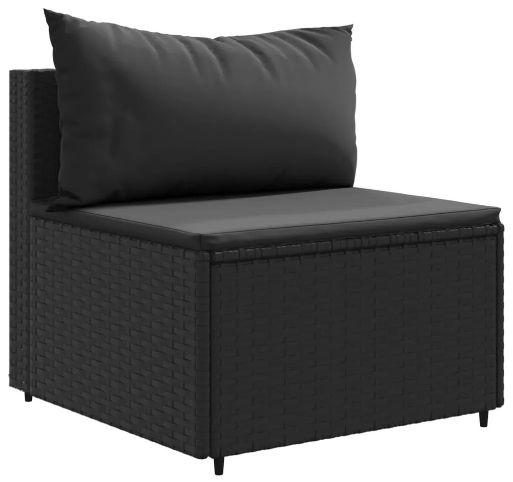 4 pcs conjunto lounge de jardim c/ almofadões vime PE preto