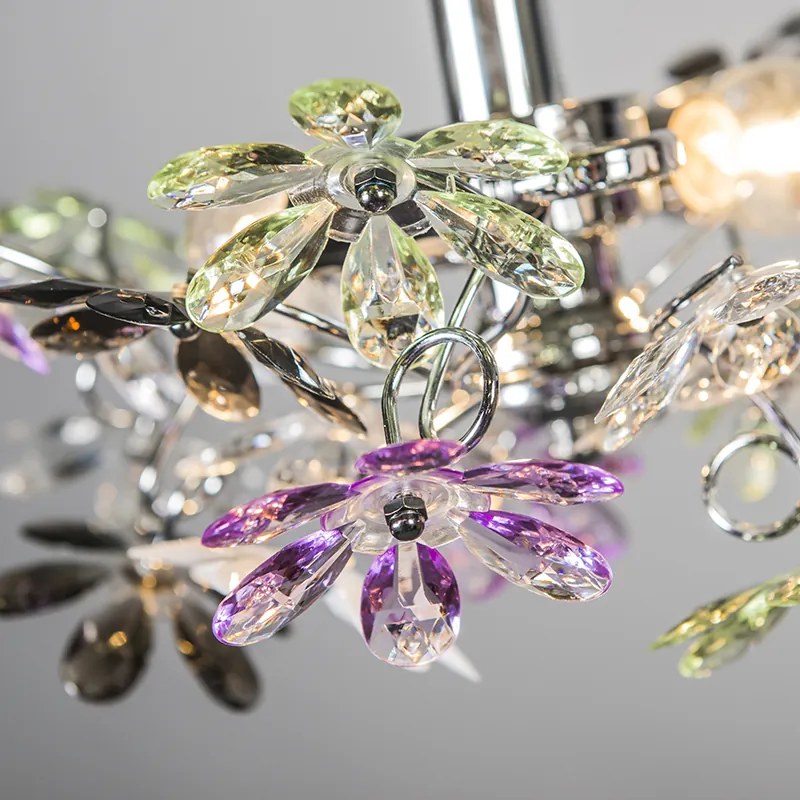 Plafon Cromado com Flores de Plástico Multicoloridas 38cm - Fiore