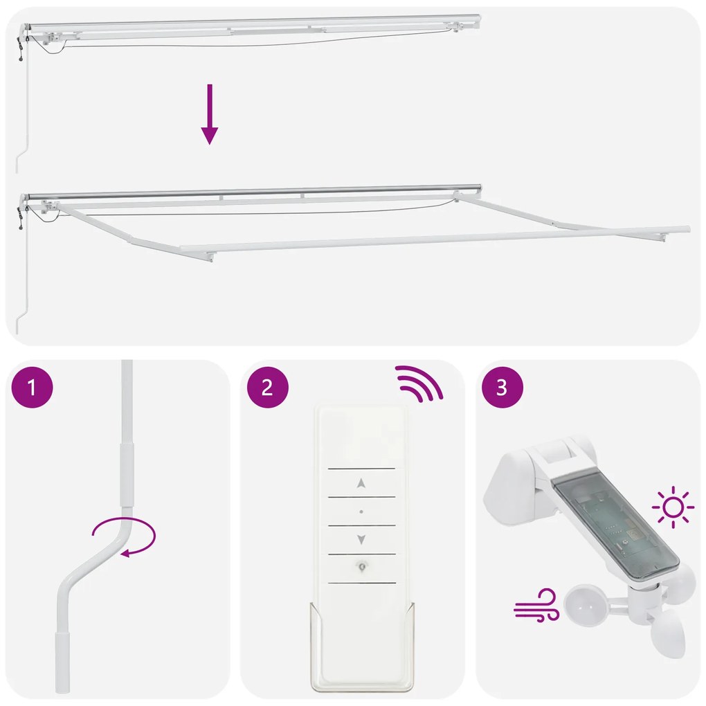 Toldo Retrátil Automático vidaXL com LED Branco 500x300 cm