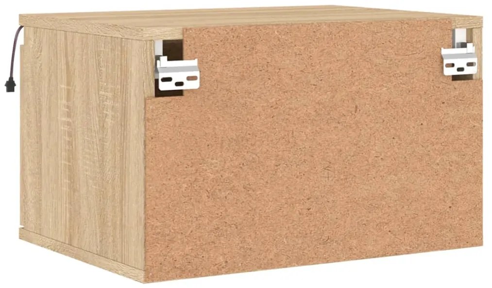 Mesas de cabeceira de parede com luzes LED 2pcs carvalho sonoma