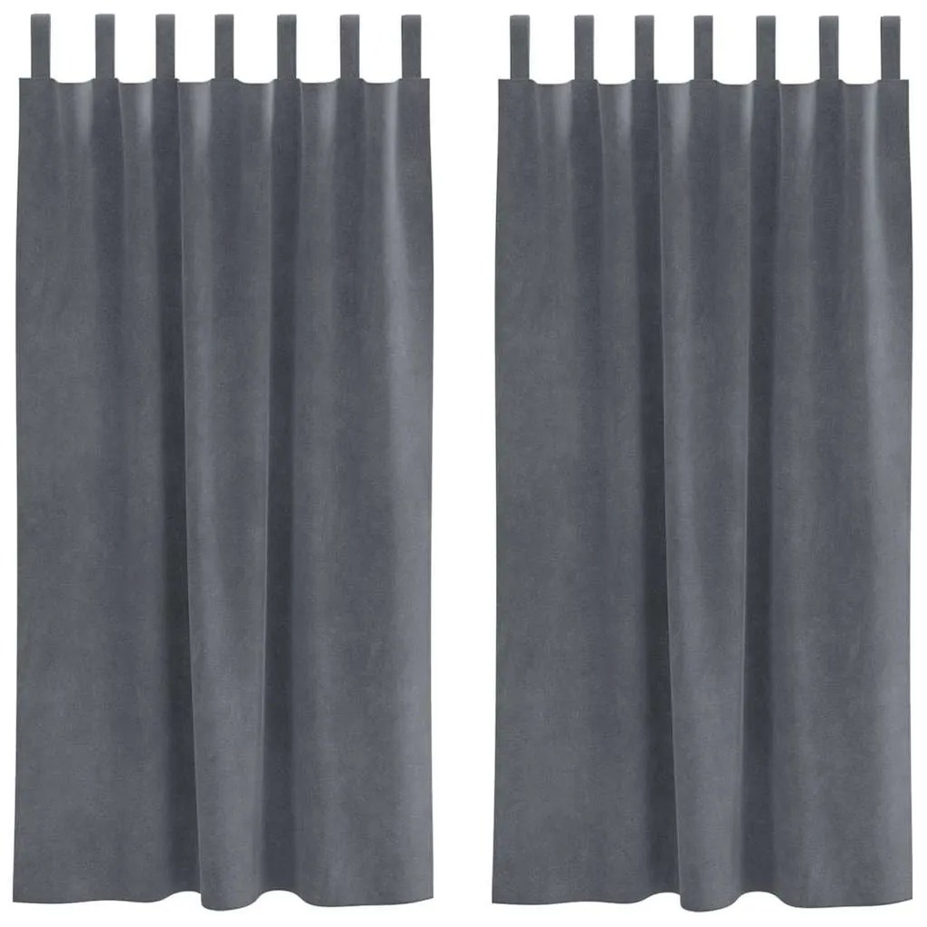 Cortinas Blackout vidaXL com Laços de Suspensão 2 pcs Veludo Cinza Sup