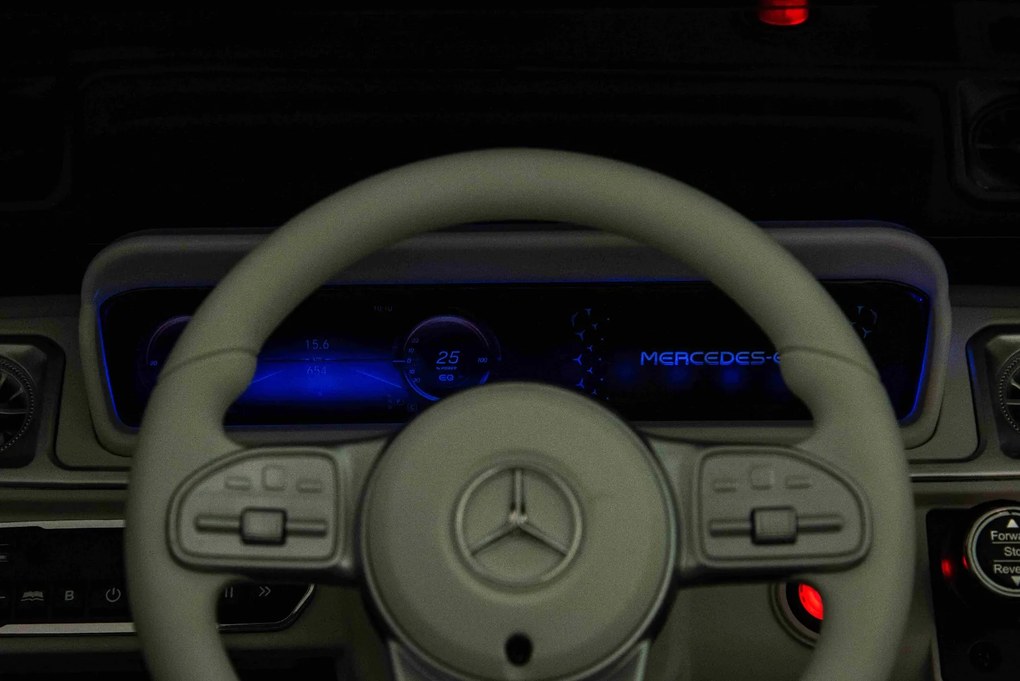 Carro elétrico para crianças Mercedes-Benz EQG 12V, partes da carroçaria iluminadas com LED, controlo remoto de 2,4 GHz, entrada USB/AUX, bateria de l