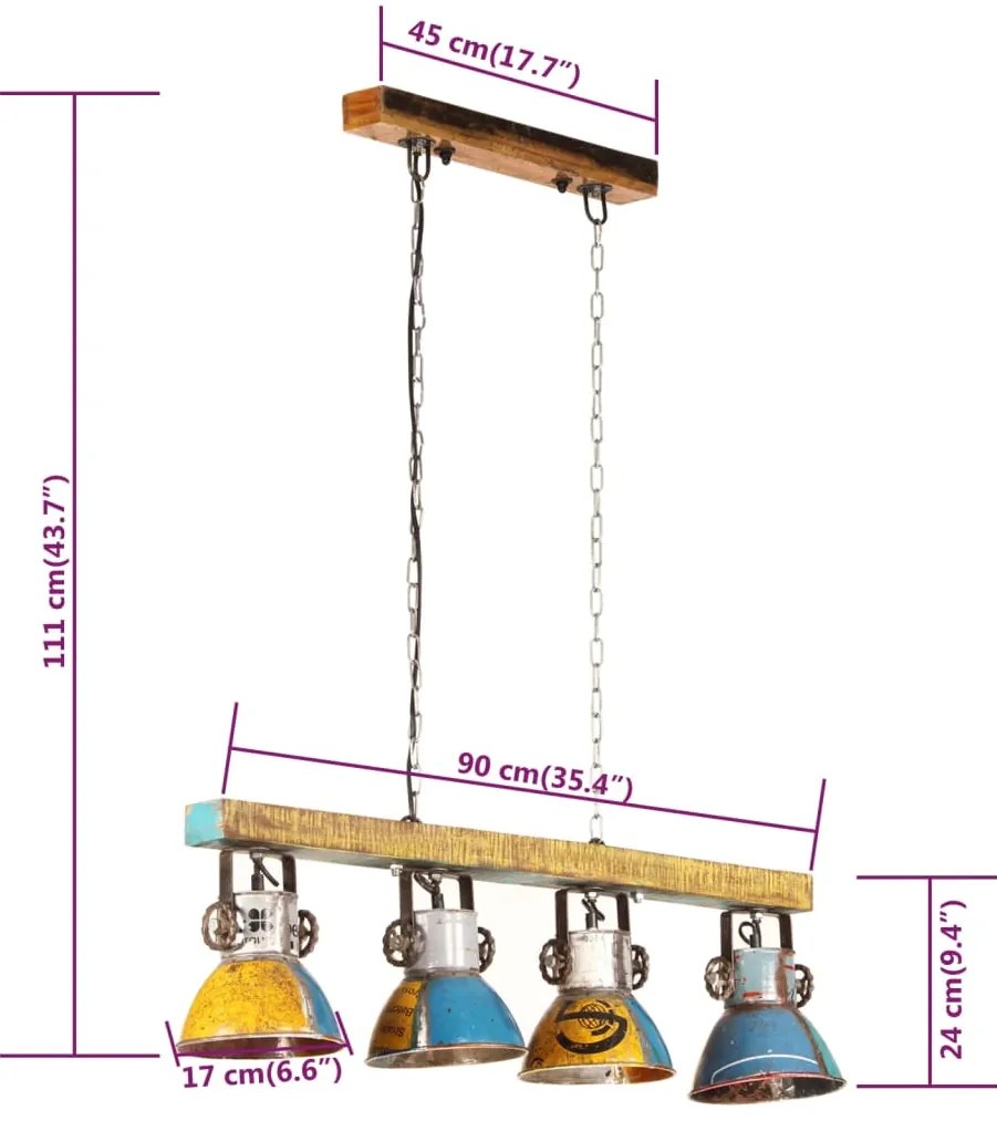 Candeeiro de teto industrial 25W 111 cm E27 multicor