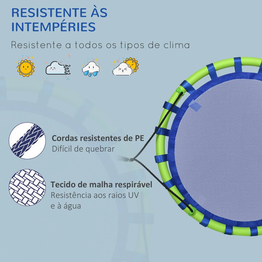 Baloiço Infantil Ninho com Altura Ajustável Baloiço Redondo para Crianças de 3-8 Anos Carga Máxima 150 kg para Exterior Ø100x120-180 cm Azul