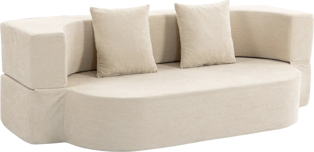 HOMCOM Sofá-Cama Conversível 2 Lugares Sofá-Cama em Chenille 190cm Encosto Rebatível Assento e Apoios de Braço Largos Bege | Aosom Portugal
