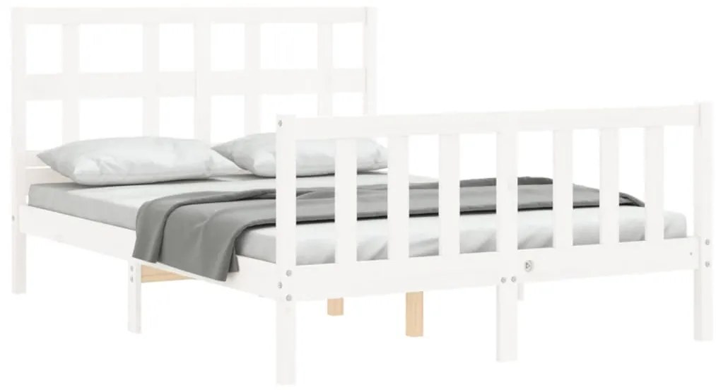 Cama sem colchão 120x200 cm madeira de pinho maciça branco