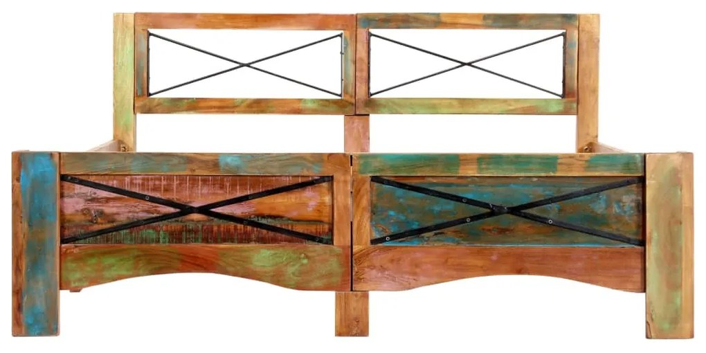 Estrutura de cama madeira recuperada maciça 140x200 cm