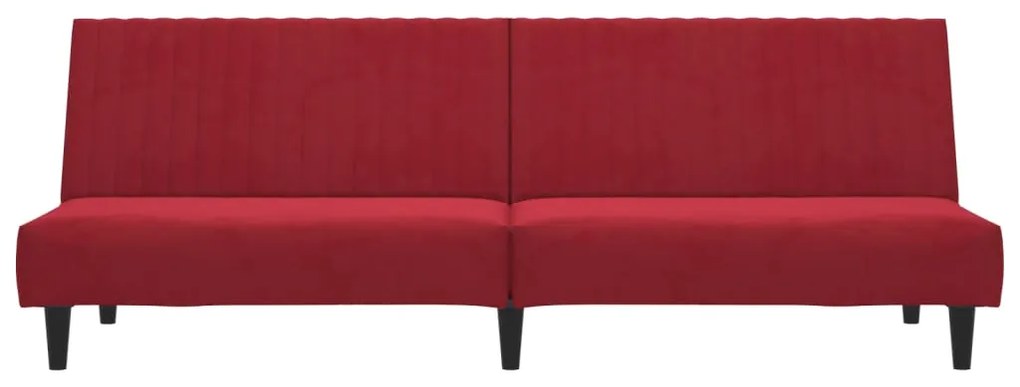 Sofá-cama de 2 lugares veludo vermelho tinto
