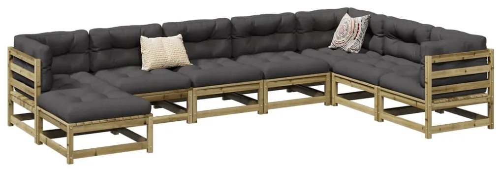 vidaXL 8 pcs conjunto sofás de jardim madeira de pinho impregnada