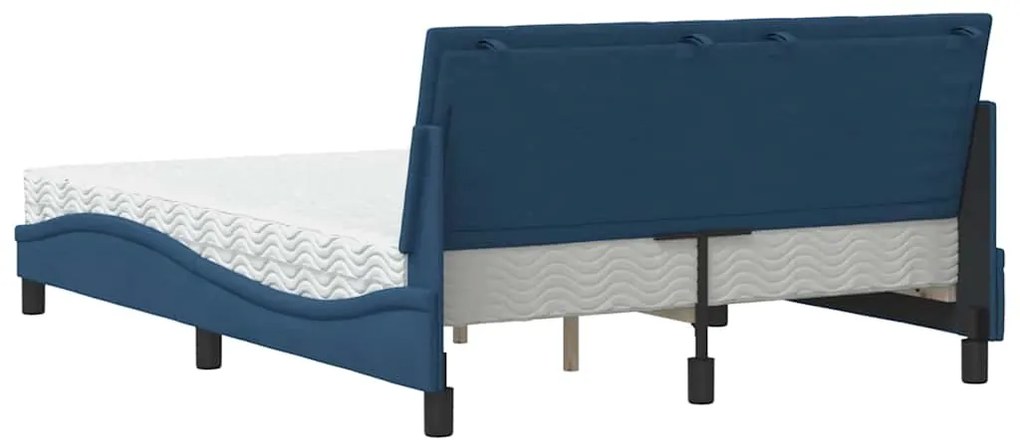 Cama com colchão 140x200 cm tecido azul