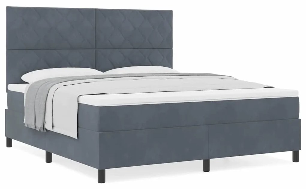 Cama Box com Colchão vidaXL Cinza Escuro Super King Veludo