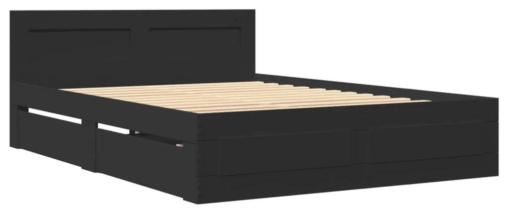 Estrutura cama c/ cabeceira sem colchão 140x190 cm preto