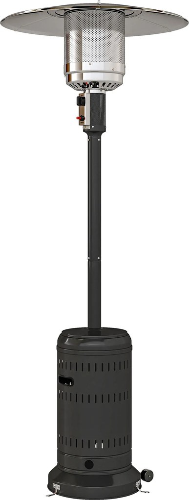 Aquecimento exterior para terraço  82 x 82 x 223 cm aquecedor a gás portátil de 11 kW, níveis de aquecimento reguláveis, preto