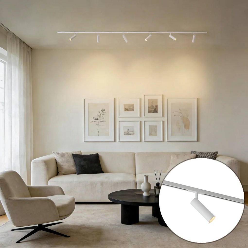 Sistema de iluminação de trilho moderno com 6 focos branco 1-fase - Slimline Uzzy