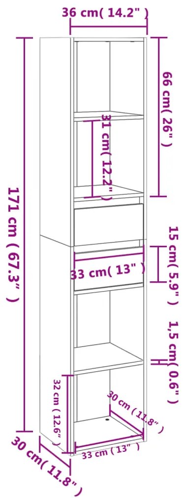 Estante 36x30x171 cm contraplacado branco