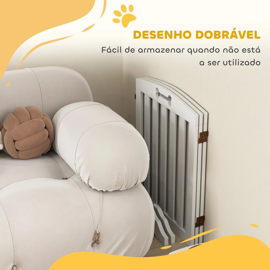 Barreira de Segurança Dobrável para Cães 155 cm Vedação para Cães Médios de 3 Painéis com Pés Removíveis 155x30x61 cm Branco