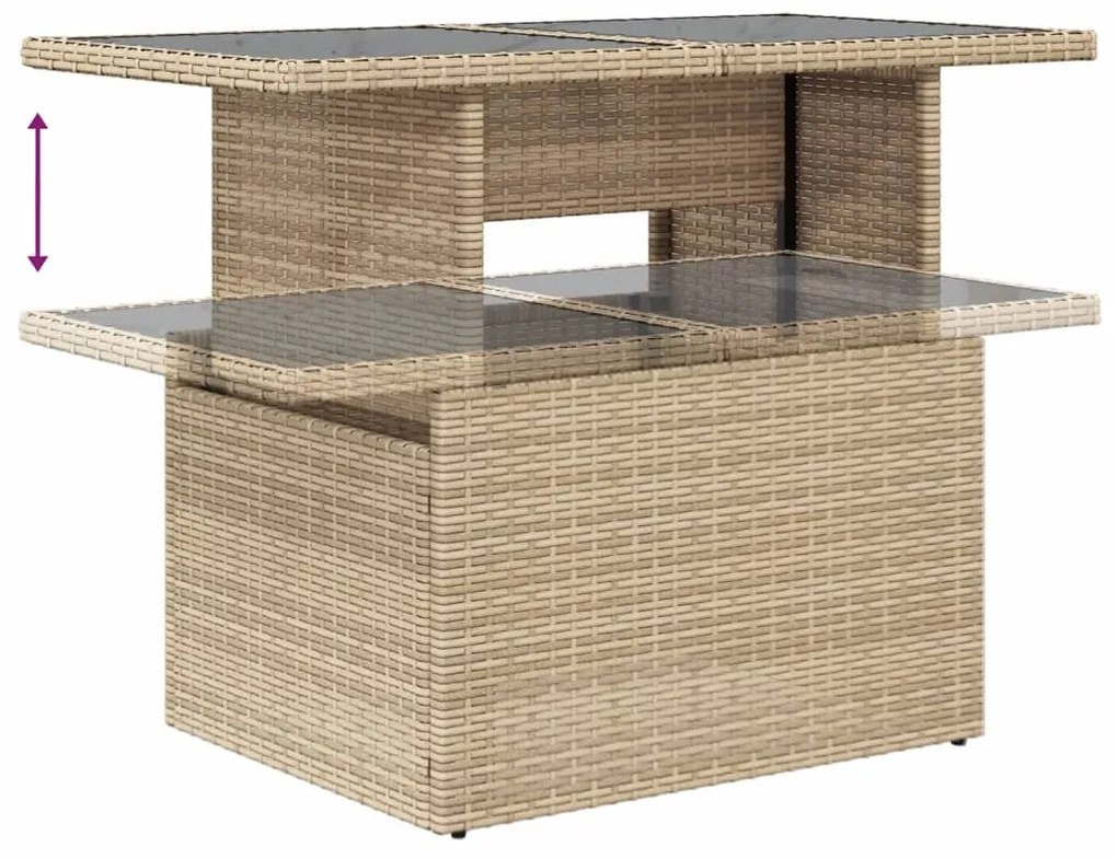6 pcs conjunto de sofás p/ jardim com almofadões vime PE bege