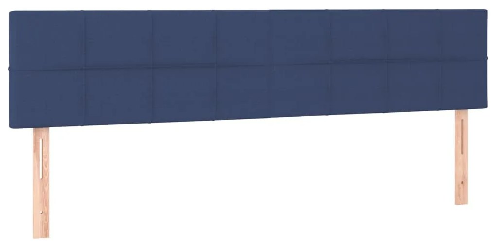 Cama box spring c/ colchão e LED 160x200 cm tecido azul