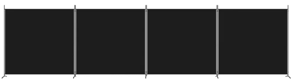 Biombo/divisória com 4 painéis 698x180 cm tecido preto