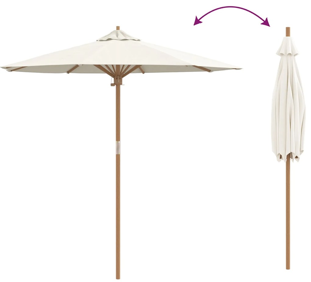 Parasol de Jardim Creme Branco 217x230 cm Bambu