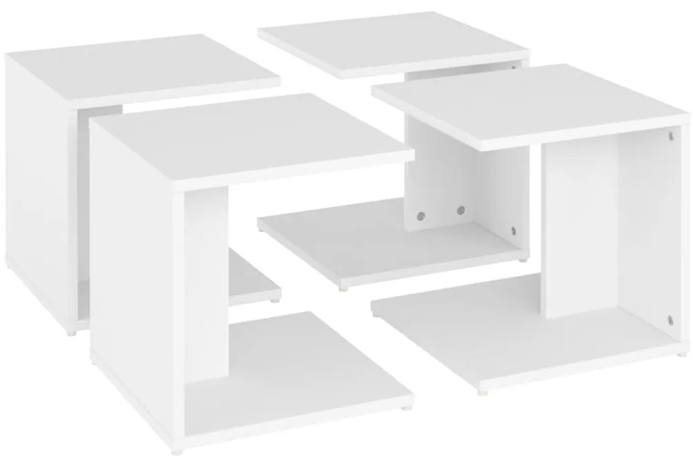 Mesas de centro 4 pcs 33x33x33 cm derivados de madeira branco