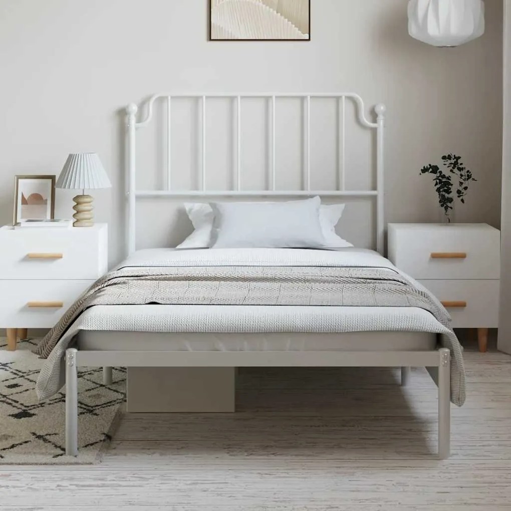 Estrutura de cama com cabeceira 100x200 cm metal branco