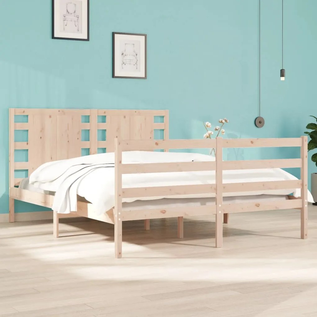 vidaXL Cama sem colchão 135x190 cm madeira de pinho maciça