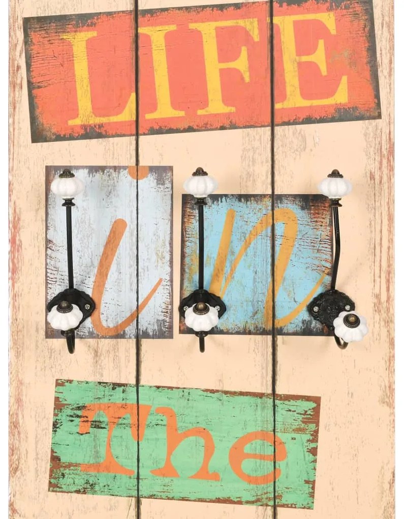 Bengaleiro de parede com 6 ganchos 120x40 cm LIVE LIFE