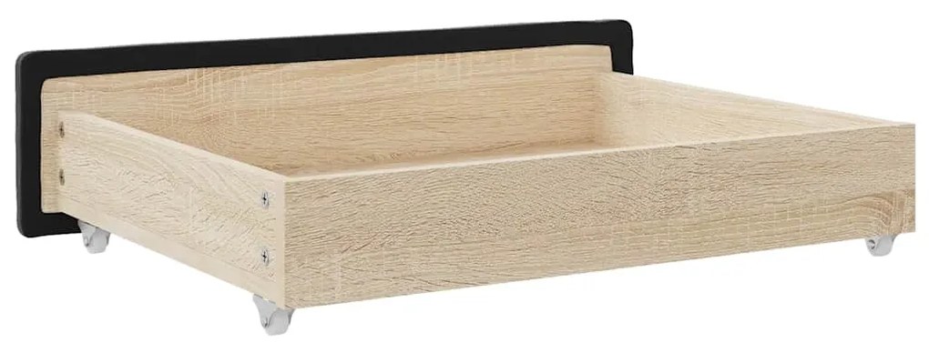 Gavetas de cama 2 pcs derivados de madeira e veludo preto