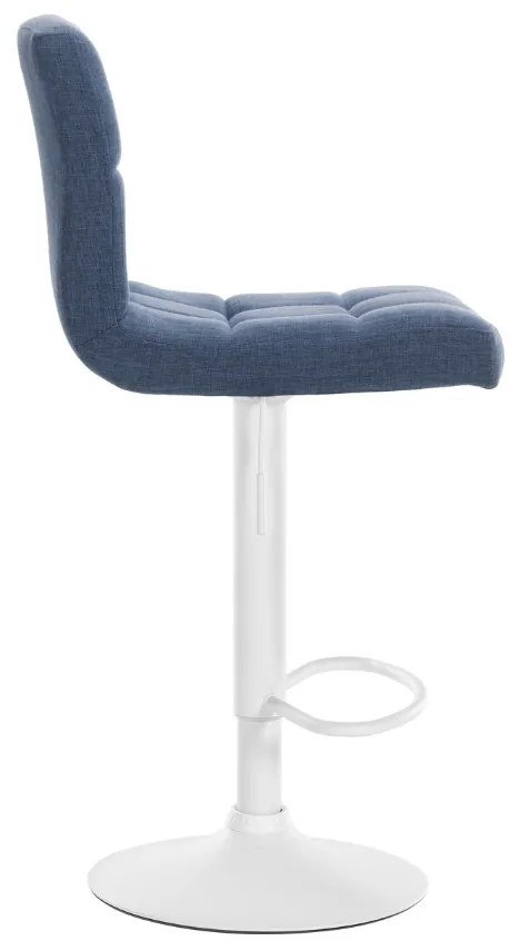 Conjunto de 2 bancos altos bar em tecido com estrutura branca 94-114 x 46 x 47 cm azul