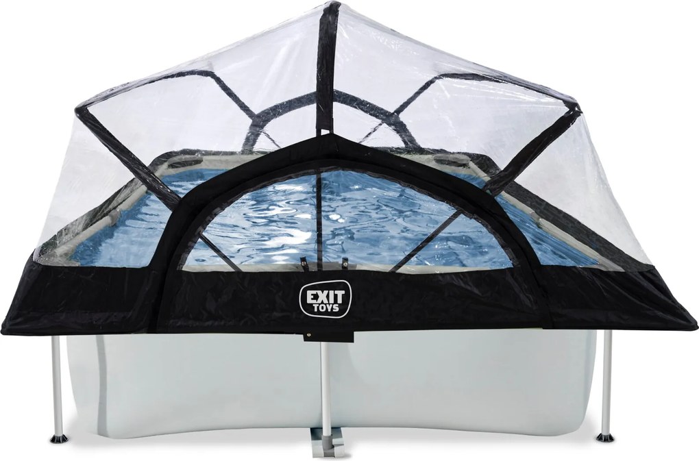 Piscina retangular Soft Grey 300 x 200 x 65 cm com bomba de filtragem e cobertura - cinzenta