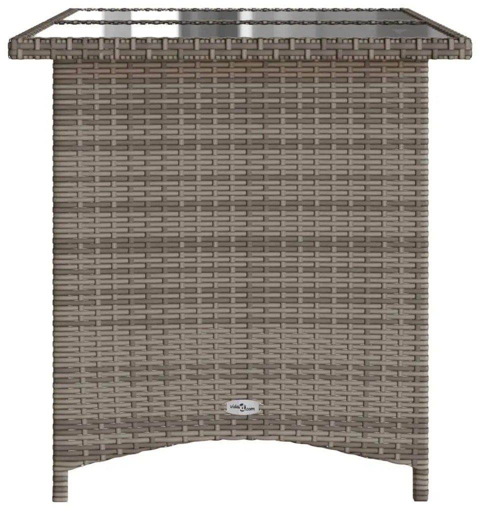 Mesa de jardim com tampo de vidro 110x68x70 cm vime PE cinza