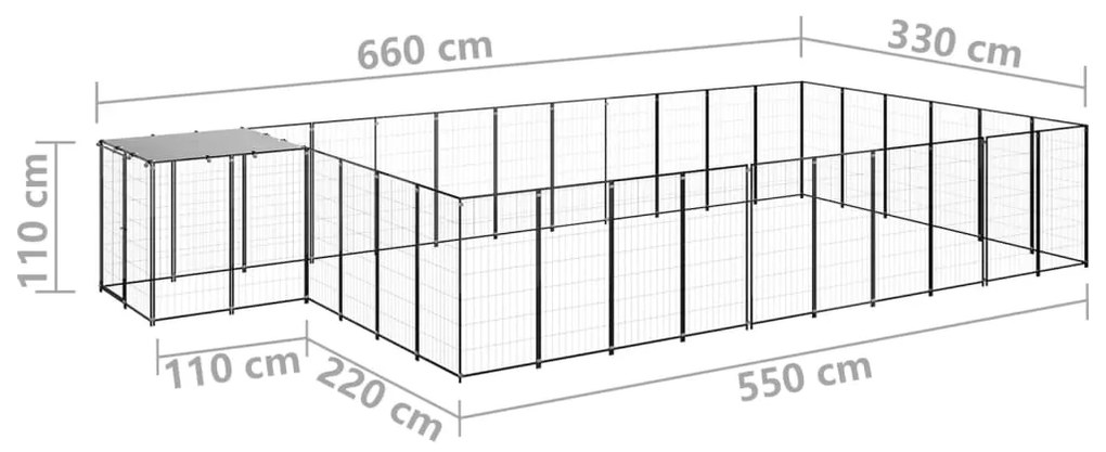 Canil 19,36 m² aço preto