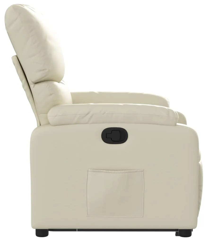 Poltrona reclinável elevatória couro artificial cor creme